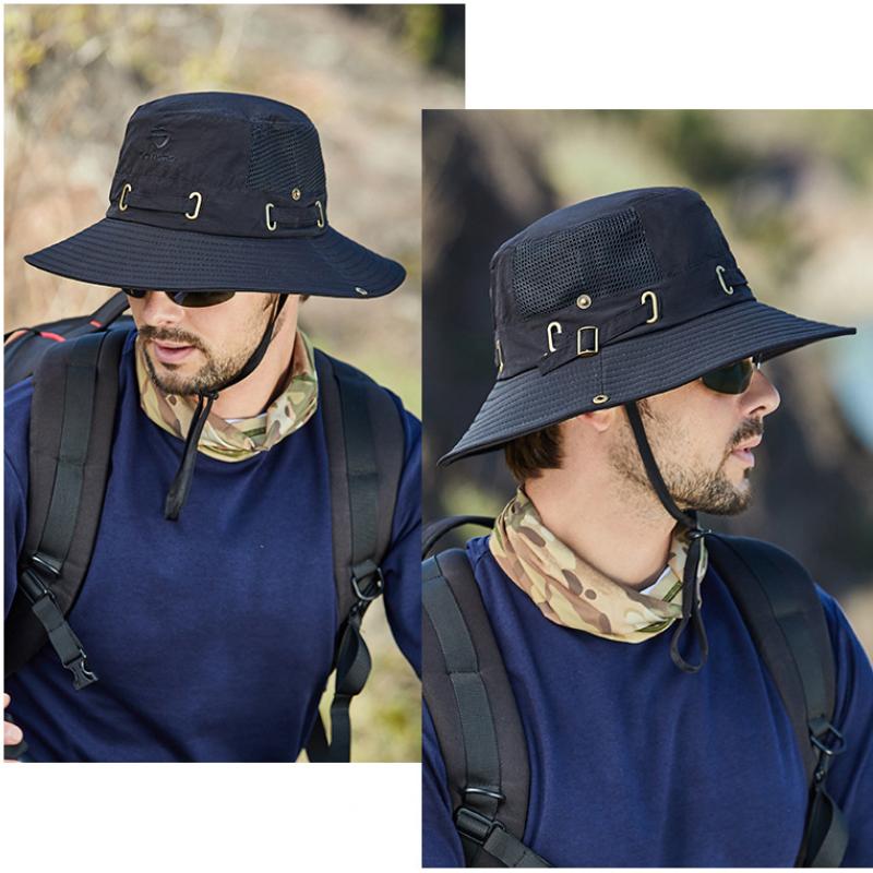 Summer Fisherman Mesh Hat Outdoor Fishing Camping Hiking Anti-Uv Sun Hat Wide Brim Waterproof Casual Bucket Hat Panama Beach Cap