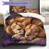 Two Lions Pattern Bedding Home Decoration Birthday Gift (1 * Duvet Cover + 2 * Pillowcase, Without Core)