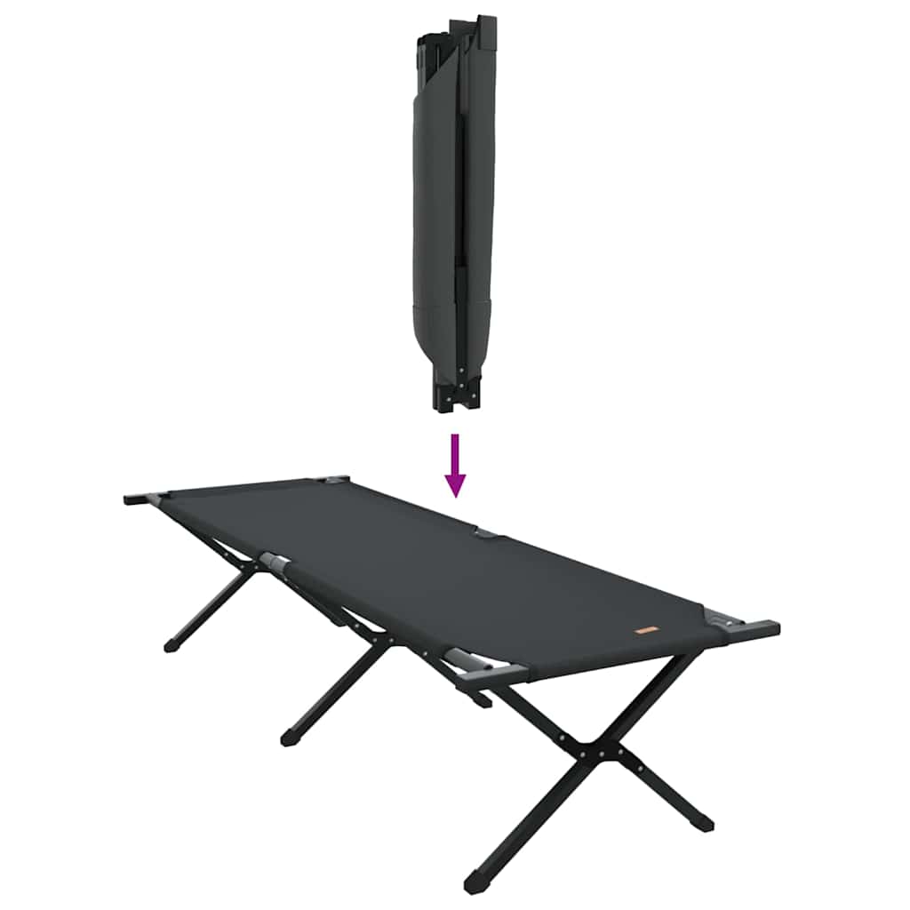 Folding Camping Bed Black 193 X 69 X 45 Cm
