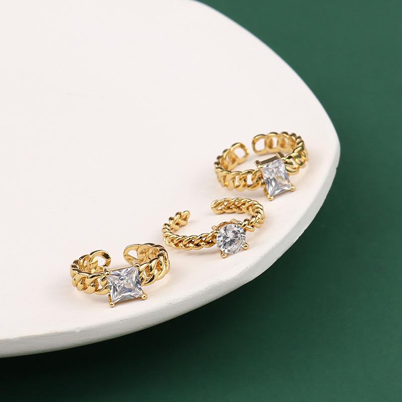 ANENJERY Rings for Women Men France Geometric Zircon Rings Accessories Jewelry Wedding Party