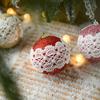 4Pcs Reusable Lace Appliques Christmas Ball 8cm Christmas Decoration Balls  Party
