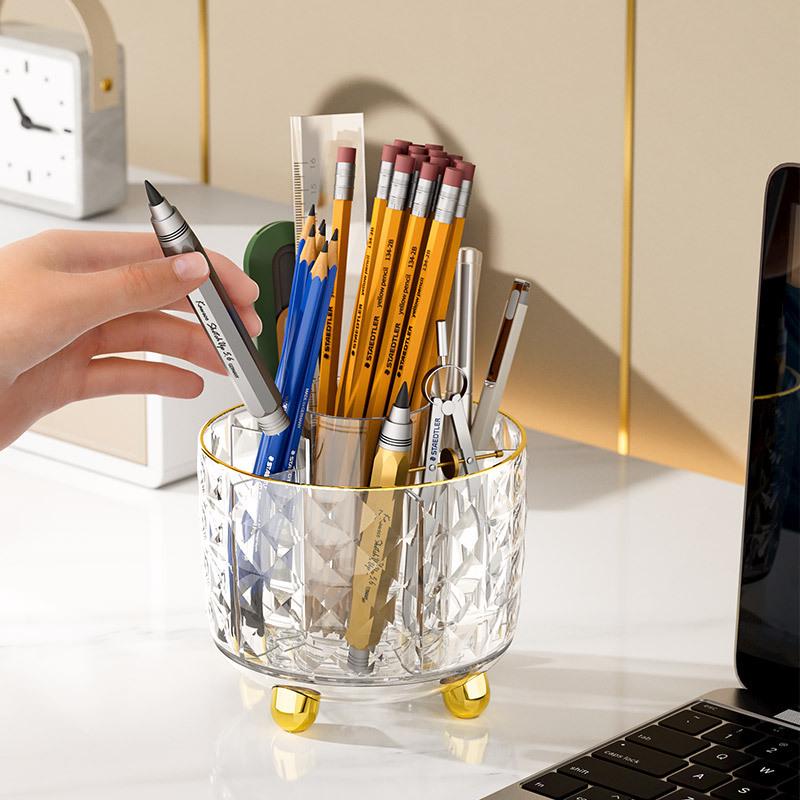 Rotating Dust-Proof Cosmetic Organizer: Makeup Brush Holder, Lipstick & Eyeshadow Rack, Pen Holder