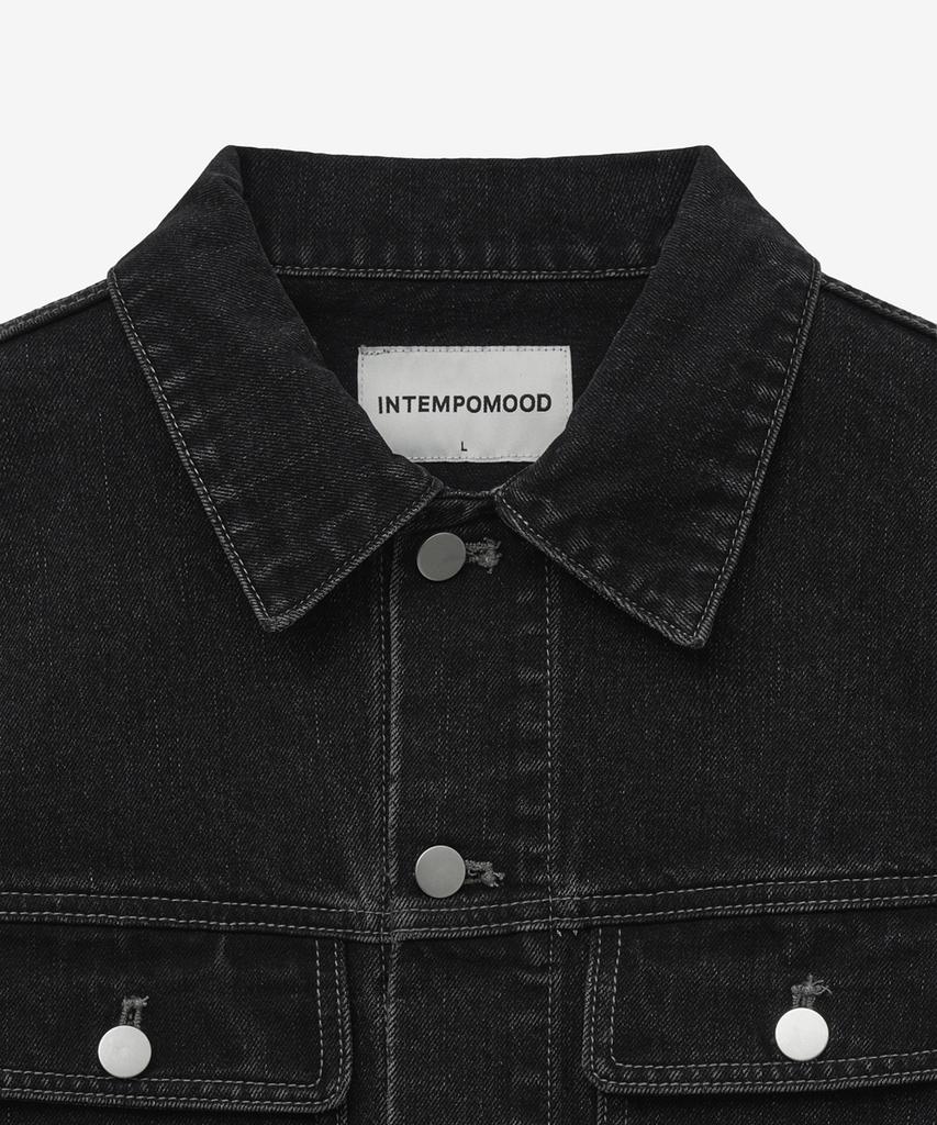Intempomood Over-Shoulder Washed Denim Jacket_Black