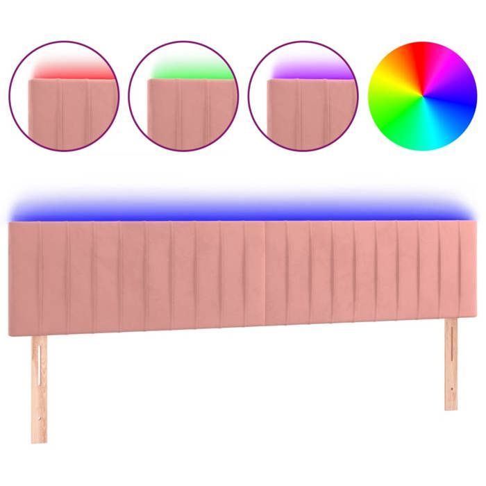 VidaXL Tête de Lit à LED Meuble de Chambre à Coucher Accessoire de Lit Double Tête de Cadre de Lit Intérieur Rose 3121921