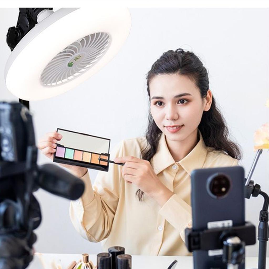 E27 LED Ceiling Fan Lamp 1-Gear Speed Cooling Fan Light with Remote Control Electric Cooler Adjustable Color Temperature