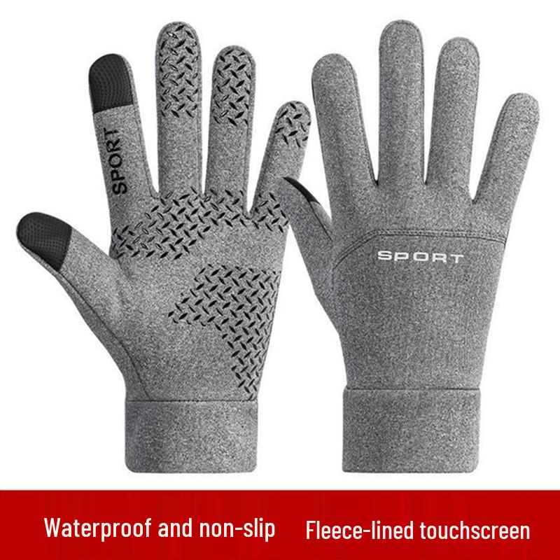 Unisex Fleece Lined Touch Screen Gloves - Waterproof, Windproof for Autumn & Winter Outdoor Cycling