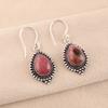 Rhodonite Noire Argent Sterling 925 Bijoux Faits Main Guérison Boucles d'Oreilles Pierre Précieuse EE-164-29