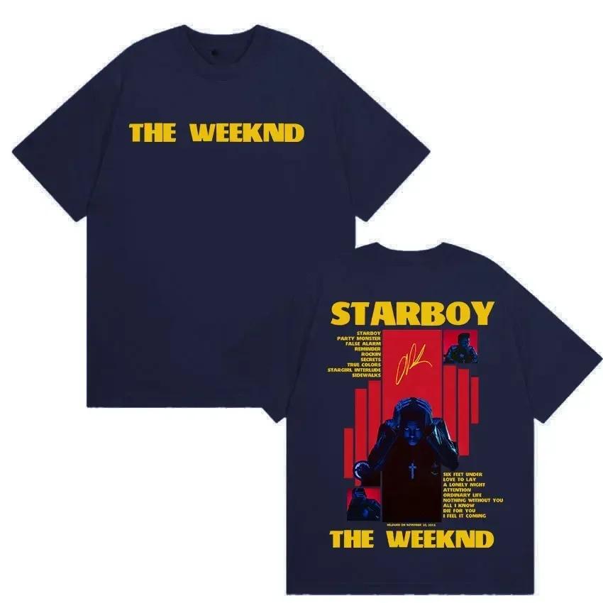 Rapper THE WEEKND STARBOY Album Merch T Shirts Unisexs Street Gothic Hip Hop Retro Cotton Short Sleeve Tshirt Yk Streetwear