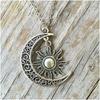 One Piece Silver Sun and Moon Necklace Chain a Pair of Celestial Best Friend Gift for Friends Long Necklace Pendant for Men and Women