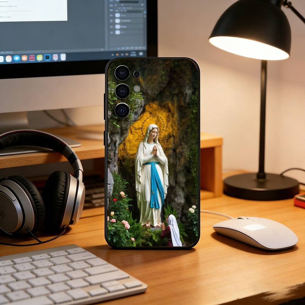 Virgin Mary Phone Case For Samsung S25,S24,S21,S22,S23,S30,Ultra,S20,Plus,Fe,Lite,Note,10,Black Cover
