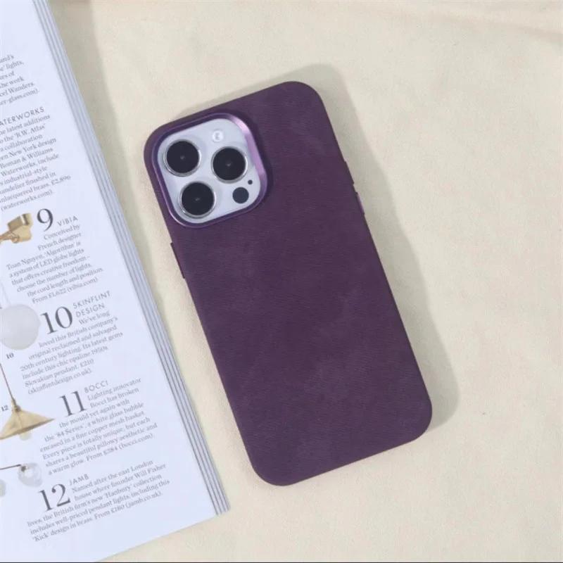 Flannel For Magsafe Phone Case for iPhone 16 Pro Max 15 15Pro 17 Matte Wireless Charging Back Cover Microfiber Protective Shell