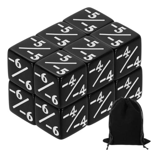 Uxcell 12-Piece Magic Dice Counter Acrylic D6 Life Token Dice Set with Pouch for Standard Card Games, Black