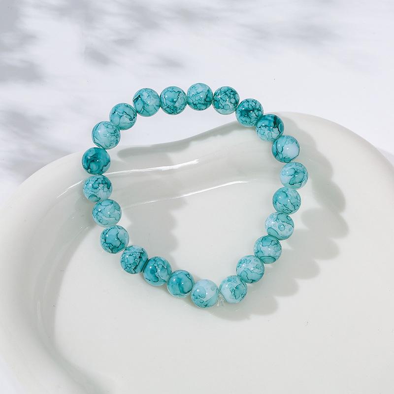 Bracelet à perles couronne en pierre volcanique mode européenne et américaine: Bijoux de main colorés de yoga bouddhiste