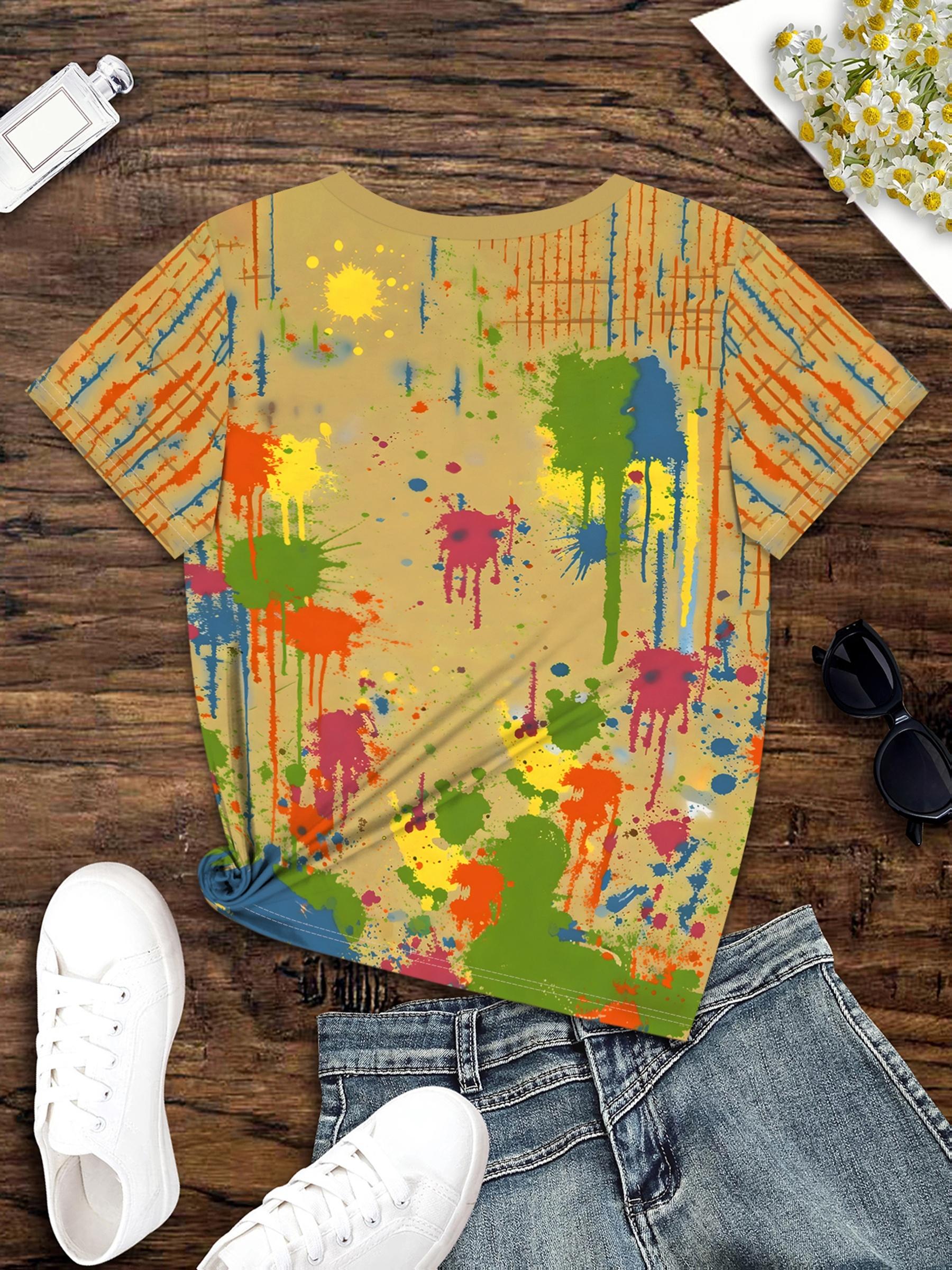 

2D Printed Fashionable and Elegant Abstract Painting Cartoon Doodle Animal Puppy Graphic Full-Body Print Breathable V-Neck Short-Sleeve T-Shirt. Casua L дубильная кора