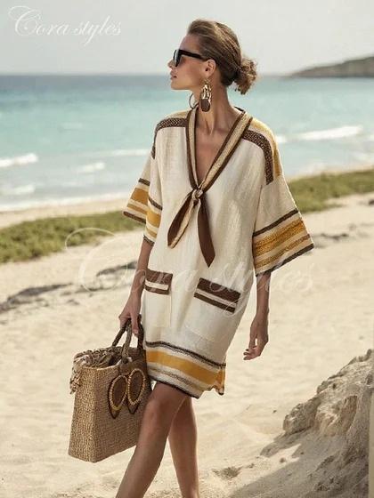 Y vacation bikini blouse sunscreen printed beach skirt European and American new models