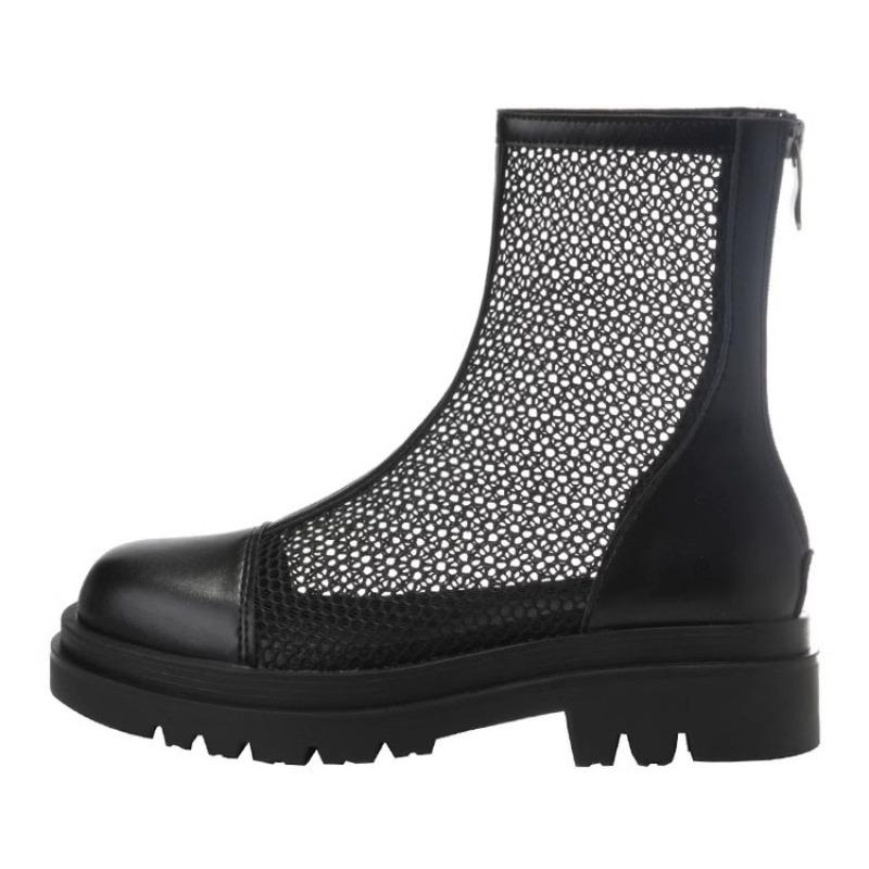 Moda 2024 Nouă Mesh Hollow Cool Boots Femei mărime mare primăvară/vară Noua versiune coreeană Cizme respirabile Interior Creștere cizme negre