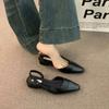 Fashion Women's Low-heeled Bag Head Sandals French Nude Thick-heeled Backless Shoes Fragrance Design