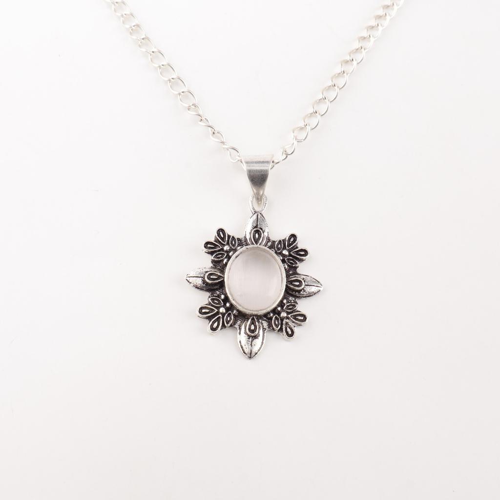 Natura Selenite Gemstone 925 Stamped Silver Jewelry Handmade Women Pendant 1.62" CP-12-45