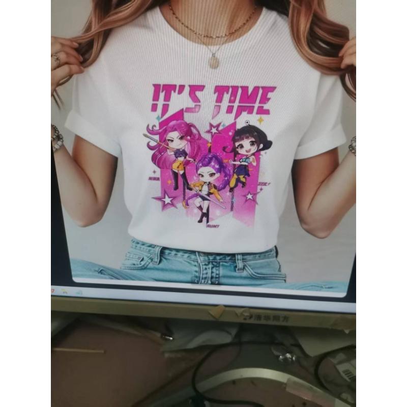 

2025 Новая Горячая Мода Повседневная Детская Футболка KPop Истребители Демонов Футболка Одежда Крутая Девочка Футболка Топ Смешной Подарок для Фанатов 150