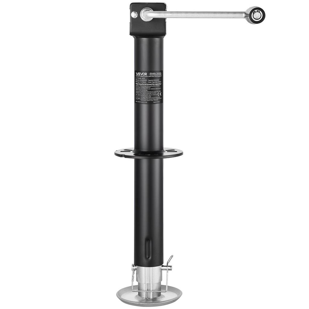 2267 kg A-Frame Trailer Jack, 381 mm Vertical Travel, Trailer Lift Jack with Adjustable 7-Level Drop Leg & Drill Socket, Cordless Drill Compatible,