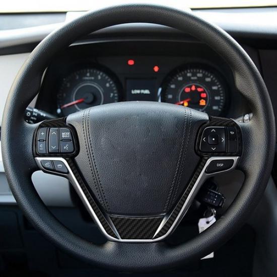 5Pcs Carbon Fiber Interior Steering Wheel Cover Trim For Toyota Sienna 2015-