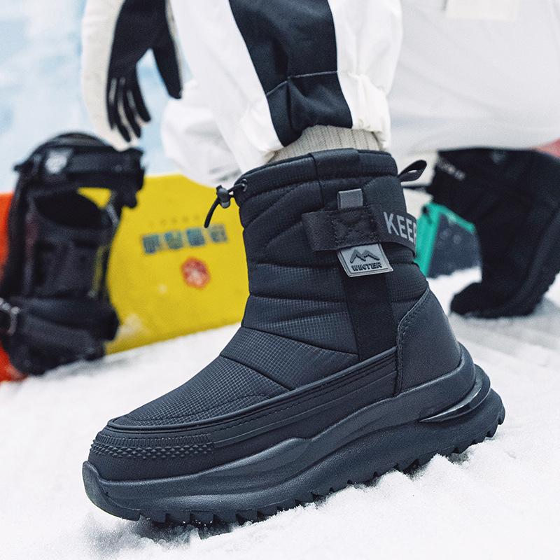 Women's Winter Snow Boots Plus Velvet Thickened Travel Warm Non-Slip Cotton Boots Mid-Tube Boots Cotton Shoes Casual Comfortable