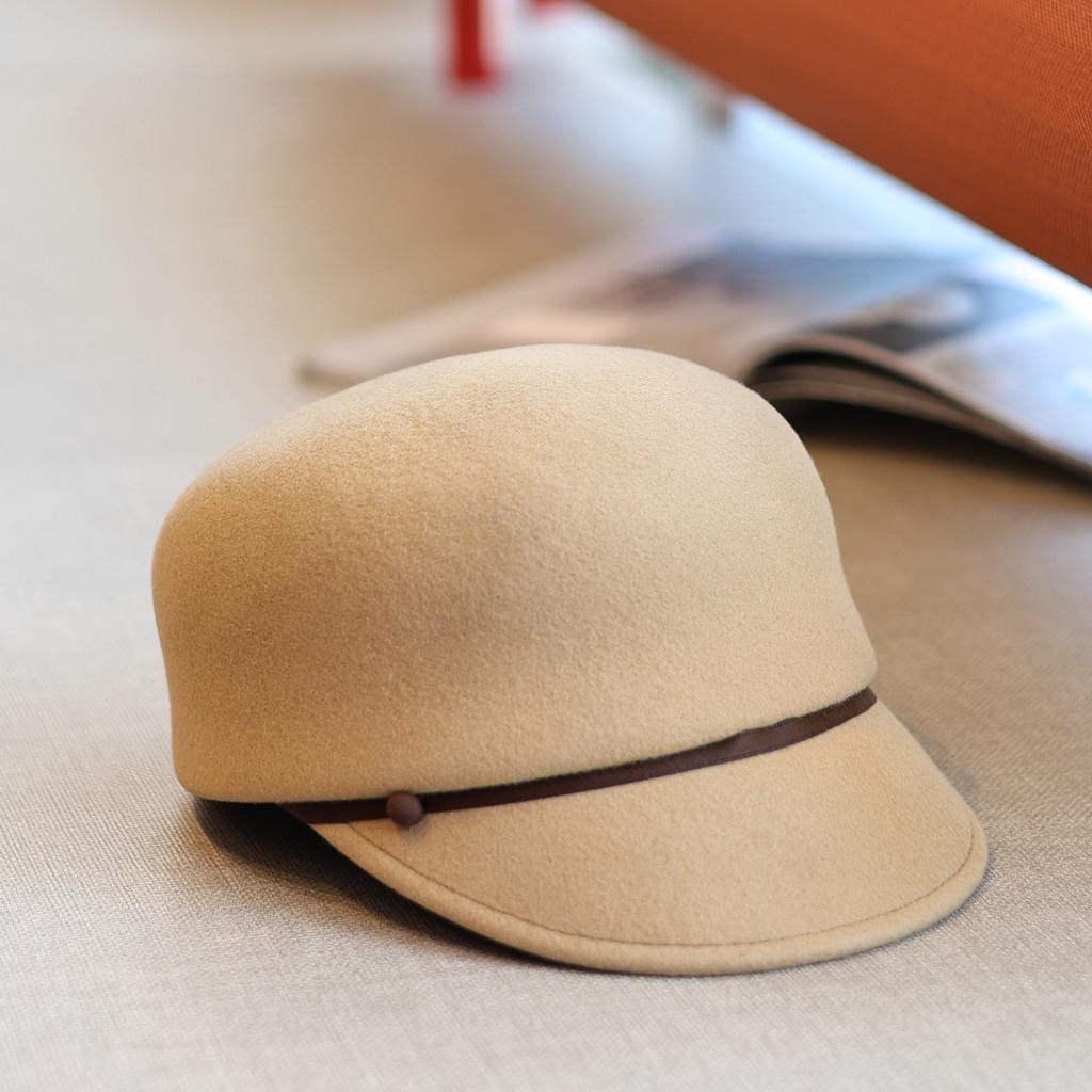 String Small Buckle Retro Casual Woolen Equestrian Hat Autumn and Winter French Fashion British Versatile Cap