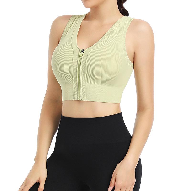 Women's Front Zipper Shockproof Sports Bra: Cross-Border Stylish Yoga Vest for Running & Fitness