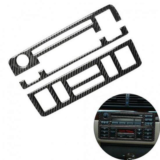 For BMW 3 Series E46 98-05 Carbon Fiber Console AC CD Panel Sticker Cover Trim
