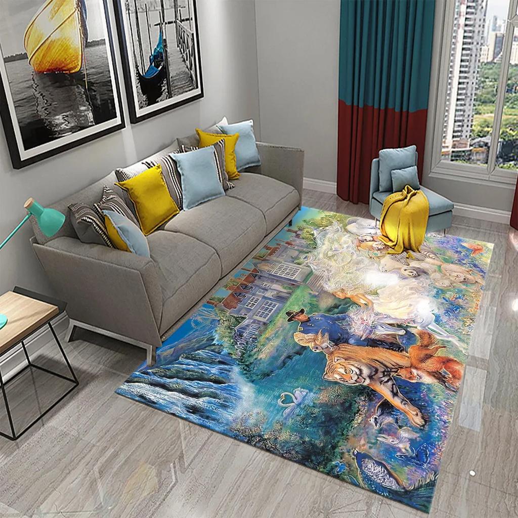 Funny Painting Carpet Cute Animal Mat for Kitchen Living Room Balcony Bedroom Bathroom Entrance Non-slip Floor Mat Home Decor