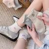 White Ruffle Socks with Japanese Cartoon Heart Embroidery - Spring/Summer Collection for Girls