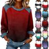 Damen Jeanskragen Patchwork Nähte Sweatshirt Lässig Pullover Langarmshirts