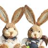 1 Pair Artificial Woven Figures Animal Model Sculpture Standing Statue Doll for Office Easter
