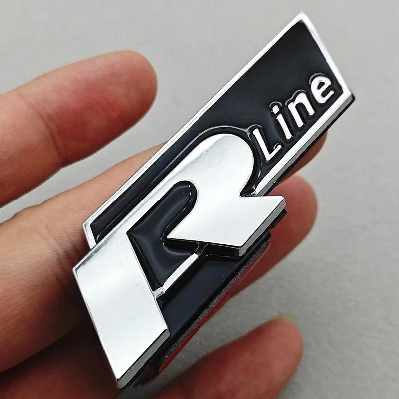 AABLC1 3D Metall Auto Logo R RLine Kühlergrill Emblem Abzeichen Aufkleber für Volkswagen VW Golf R R32 MK7 MK7.5 MK8 Polo GTI GLI Zubehör