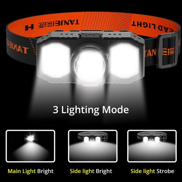 LED Headlamp 3 Mode USB Rechargeable Head-mounted Flashlight 18650 Battery Led Searchlight Waterproof Night Fishing Lamp