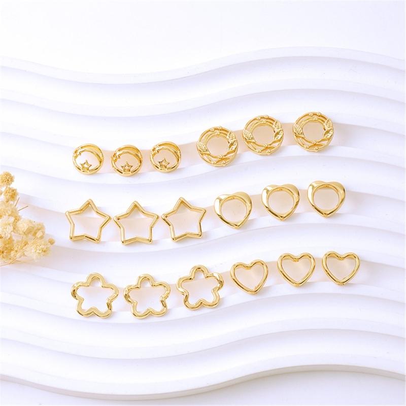 10pcs Two Hole CCB Heart Flower Star Oval Circle Frame Beads Spacer Connectors for Diy Bracelet Earrings Pendants Jewelry Making