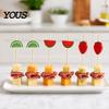 Fresh Fruit Cartoon Picks 100PCS Disposable Tags, with Decor Cocktail Garnish Sticks Picks, Durable Bamboo Skewers, for Fruits Barbecue