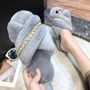 Mao Mao Slippers Cross Chain 2020 Autumn and Winter New Korean Version Flat Bottom Warm Indoor Cotton Mop Fashion Plush Shoes