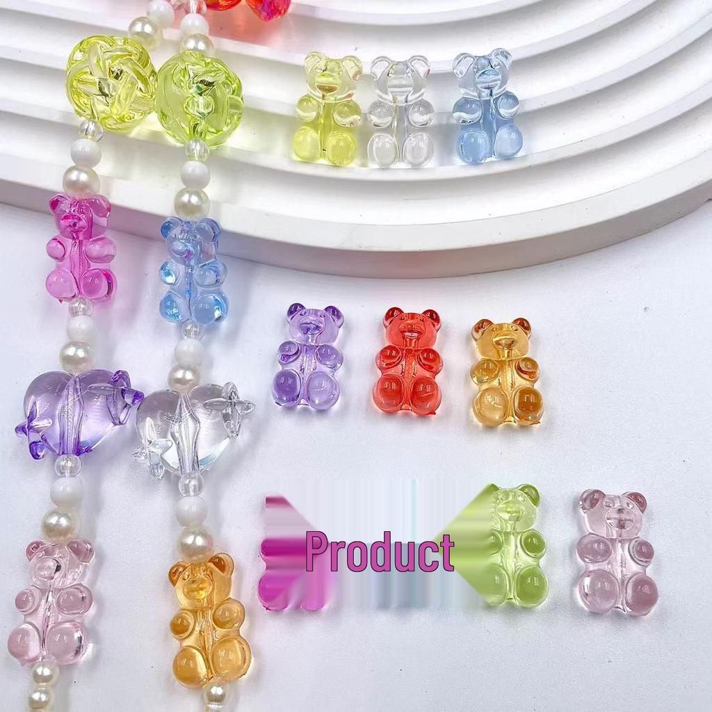 316 Multi-color Transparent Acrylic Bear Beads for DIY Hair Ties, Phone Chains, Bag Chains, and Accessories