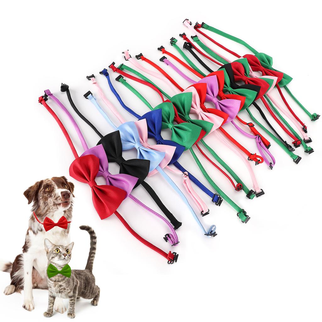 20Pcs Dog Cat Bow Tie Collar Necktie Bowknot Cloth Grooming Products Pet Accessories