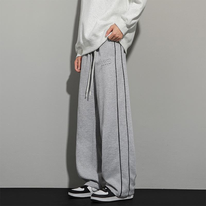 

Мужские повседневные серые вышитые спортивные штаны прямого кроя - Свободная посадка, Широкие штанины, для весны и осени 10XL серый