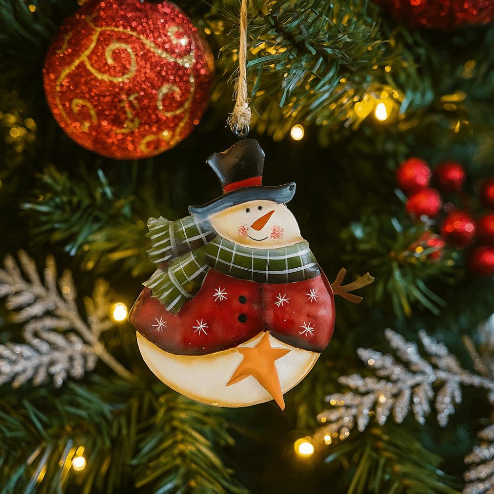 Cute Handmade Snowman Hanging Model Hanging Cartoon Xmas Ornament Iron with Lanyard Christmas Tree Decor Festival Decoration