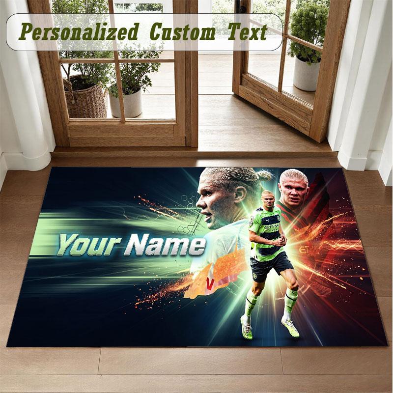 Crystal Velvet Square Rug Custom NameErling Haaland Pattern Non Slip Home Floor Decor Rug
