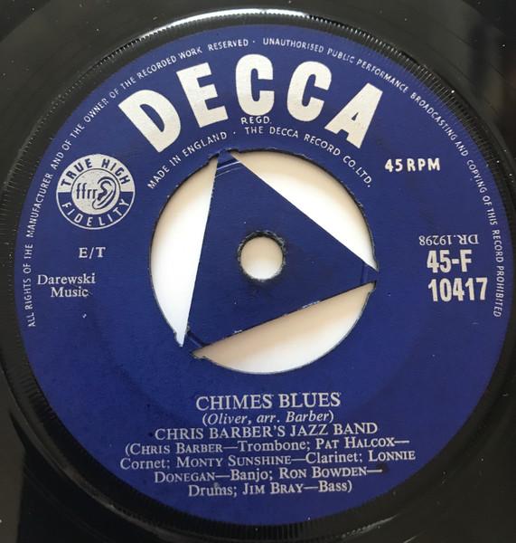 

7inch Record CHRIS BARBER S JAZZ BAND - Chimes Blues 45F10417 Decca UK Jazz Used