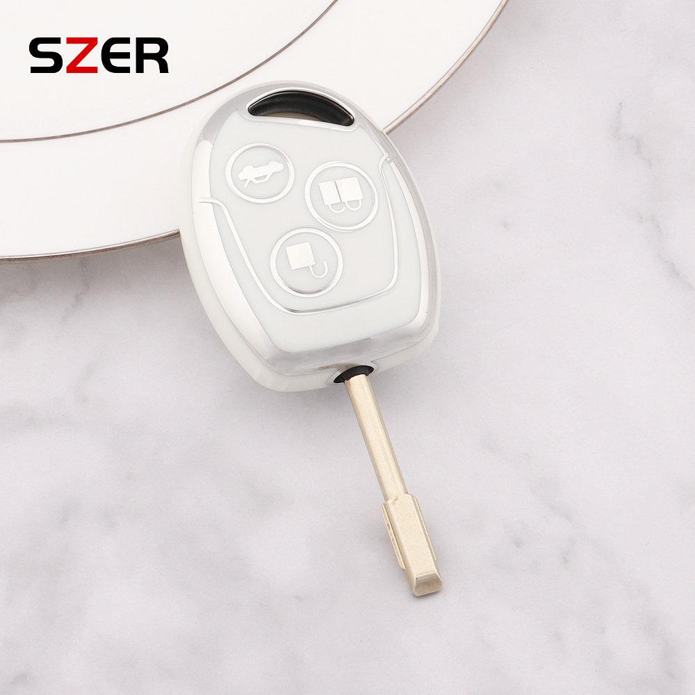 Tpu 3 Buttons Remote Key Shell Cover For Ford Mondeo Fusion Focus 2 Fiesta Galaxy C-Max S-Max Key Fob Case Protector Keychain