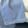 Women's Light Blue Plush Elastic Waist Wide-Leg Jeans, 2025 Spring/Autumn, Thickened, 9/10 Straight Leg.