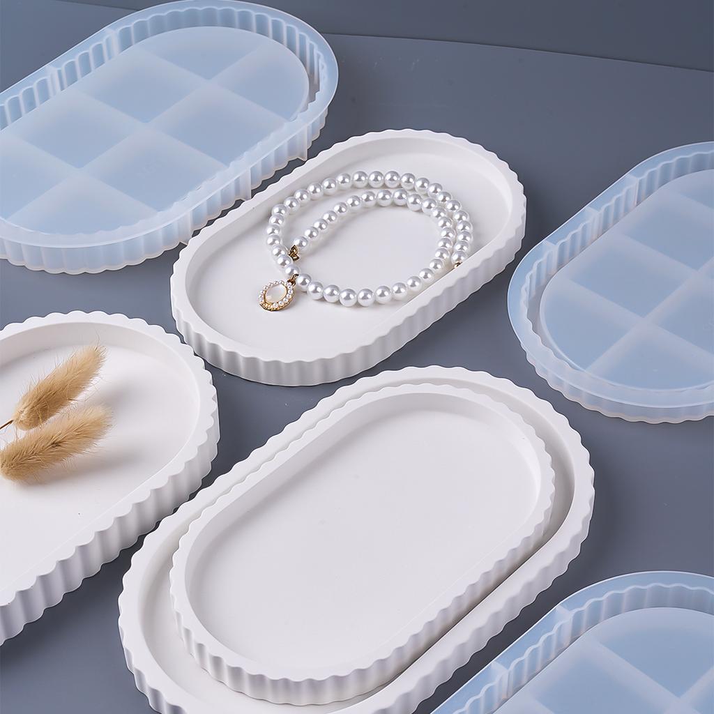 Ovales Tablett Silikonform DIY Streifen Schmuck-Ausstellerform Gießformen Gips Harz Bastelherstellung Untersetzer Heimdeko Zubehör