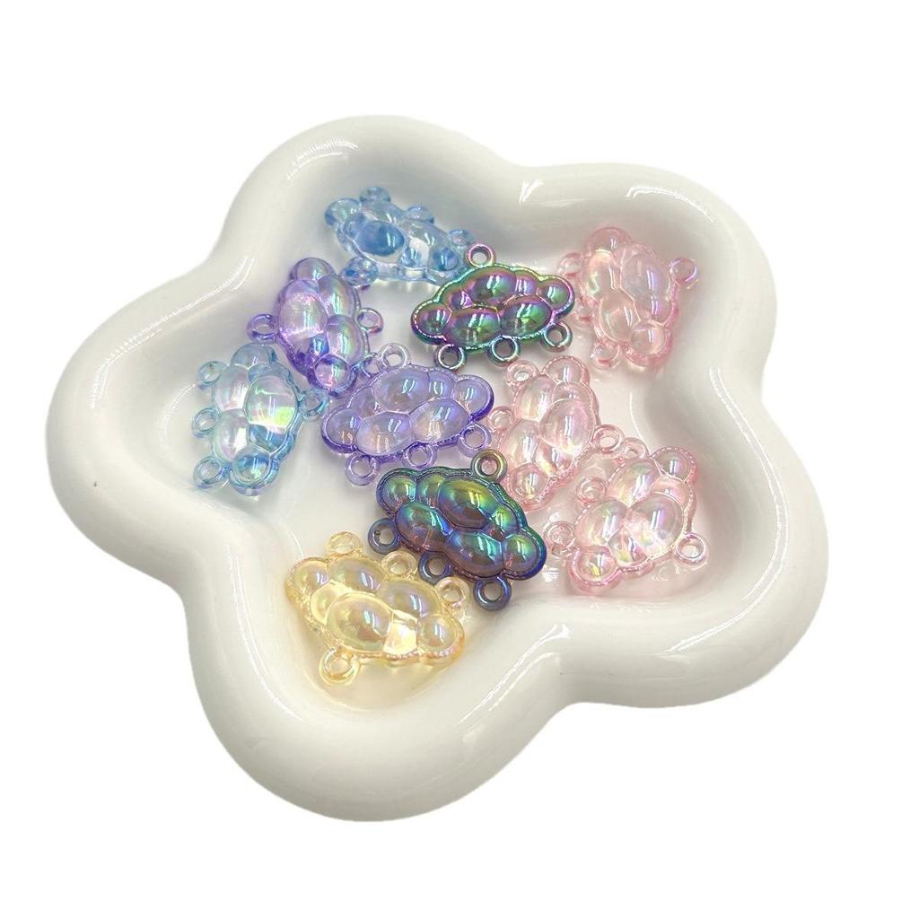 27x35mm UV-Plated Transparent Acrylic Cloud Pendant for DIY Phone Chains and Car Hangings