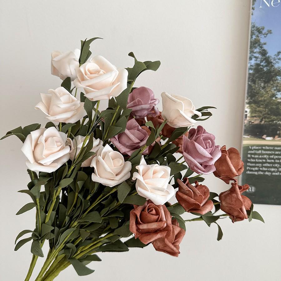 Windflower Hand Bouquet: Retro French Rose Dried Artificial Flowers In Paper Bag for Decoration & Photo Props