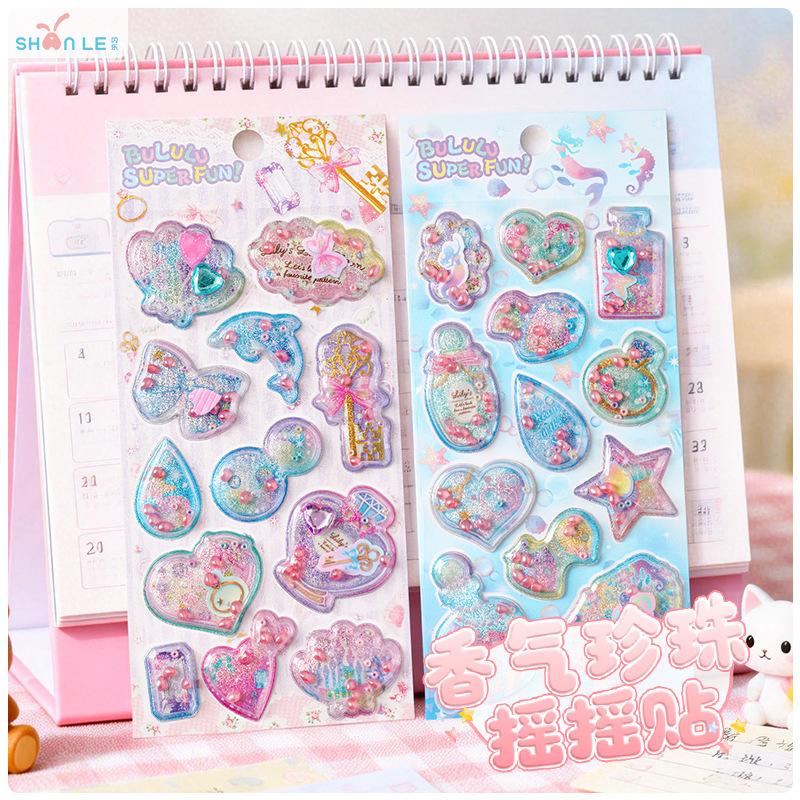 Newcreative Fragrant Glitter Shaking Cartoon Animals 3D Sticker Scrapbooking Diy Journaling Stationery Diary Sticker School Gift